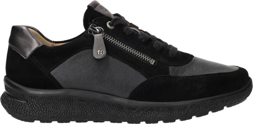 Hartjes Zwarte leren sneaker voor dames Black Dames