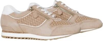 HASSIA Beige Sneakers met Suède en Gevlochten Details Beige Dames