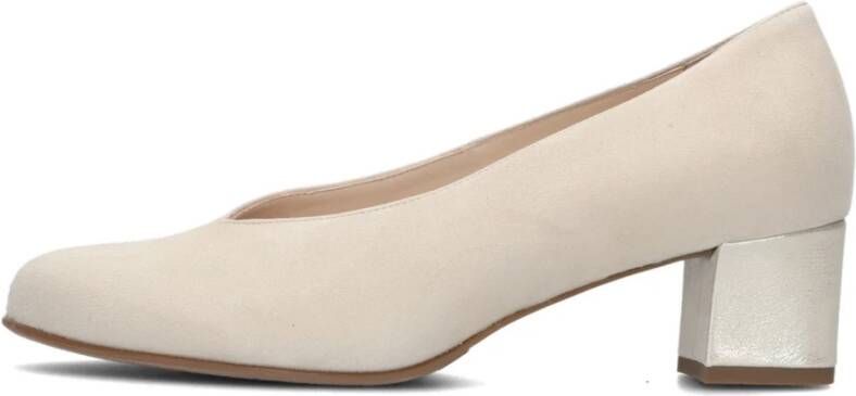 HASSIA Beige Suède Blokhak Pump Florenz Beige Dames