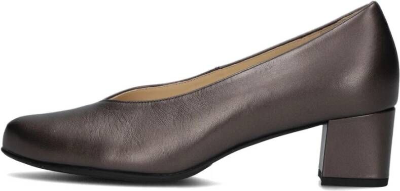 HASSIA Bronzen Leren Blokhak Pumps Brown Dames