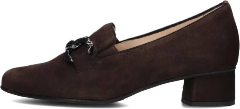 HASSIA Bruin Suède Loafers met Kettingdetail Brown Dames