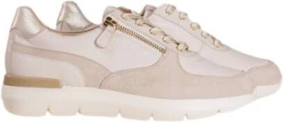 HASSIA Offwhite Sand Sneaker met Lurex Details Beige Dames