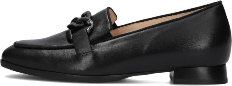 HASSIA Zwarte Leren Loafers met Kettingdetail Black Dames