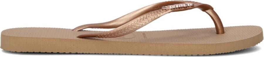 Havaianas Metallic Logo Slim Dames Slippers Brown Dames