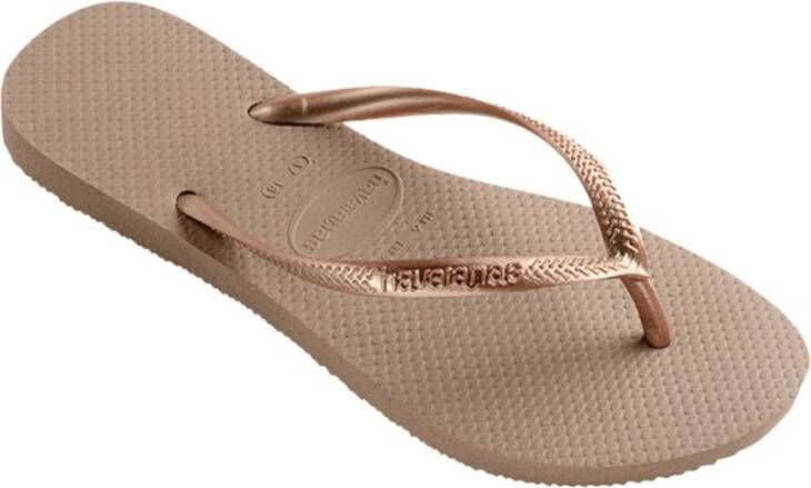 Havaianas Metallic Square Logo Flip Flops Pink Dames