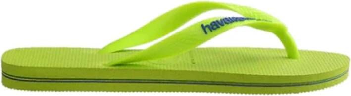 Havaianas Neon Logo Flip Flops Green Dames