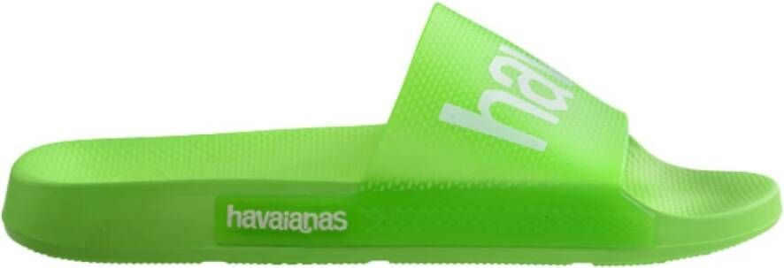 Havaianas Neon Logo Slide Sandalen Green Dames