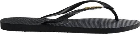 Havaianas Zwarte Metallic Logo Slippers Black Dames