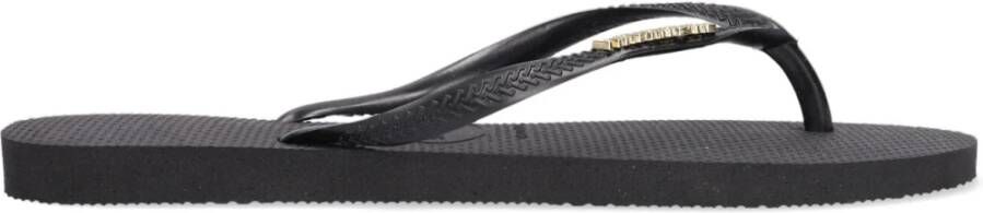 Havaianas Zwarte Slim Logo Metallic Slippers Black Dames