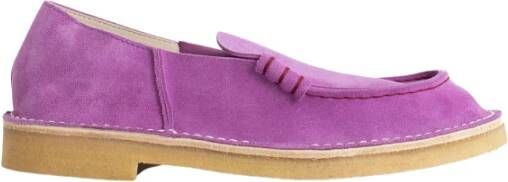 Hender Scheme Paarse Leren Platte Schoenen Waterafstotend Pink Heren