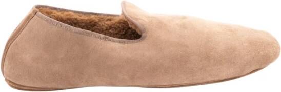 Henderson Zachte en warme Italiaanse schapenvacht platte schoenen Beige Dames