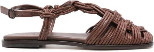 Hereu Bruine Geweven Leren Sandalen met Gesp Brown Dames