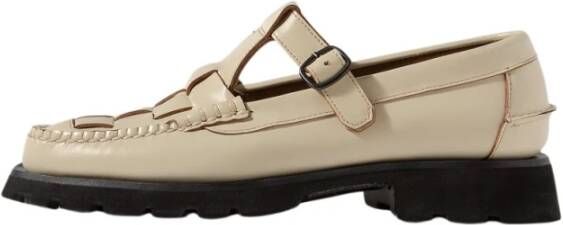 Hereu Witte leren sport loafers met gesp Beige Dames