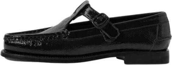 Hereu Zwarte Gekreukte Glanzende Loafers Black Dames