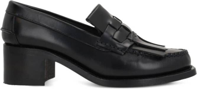 Hereu Zwarte geweven hak mocassin schoen Black Dames