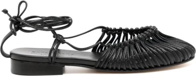 Hereu Zwarte platte schoenen met geknoopte constructie Black Dames