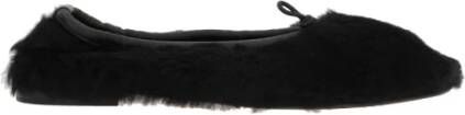 Hereu Zwarte Shearling Ballerina Leren Schoenen Black Dames