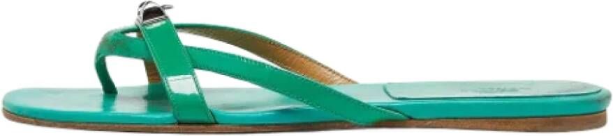 Hermès Vintage Pre-owned Leather flats Green Dames