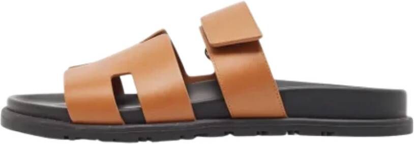 Hermès Vintage Pre-owned Leather sandals Brown Heren