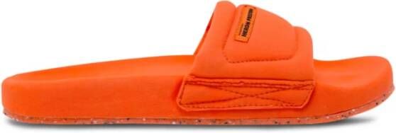 Heron Preston Oranje Logo Stoffen Slider Sandalen Orange Heren