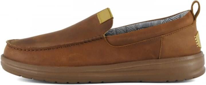 Hey Dude Flexibele Leren Mocassino voor Comfortabele Stappen Brown Heren