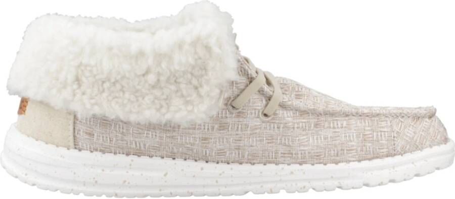 Hey Dude Fold Stitch Cozy Laced Shoes Beige Dames