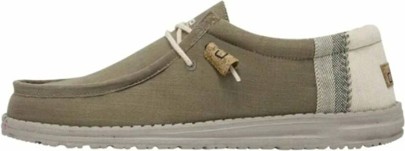 Hey Dude Wally Linen Natural Lace Shoes Green Heren