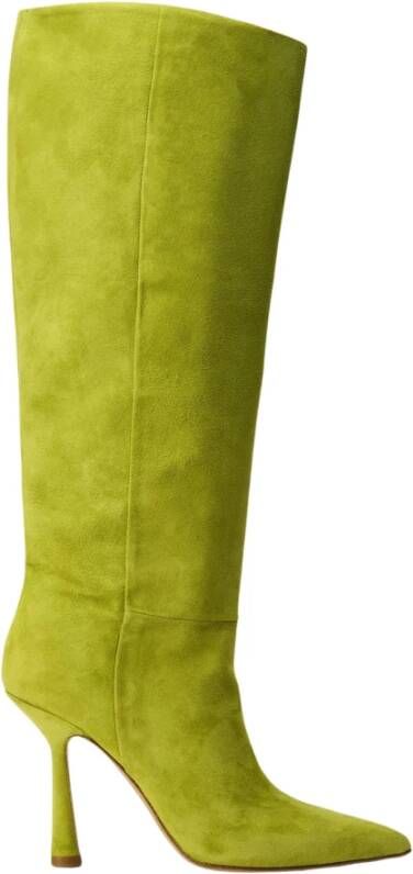 Hibourama Suède laarzen met 10 cm hak Green Dames