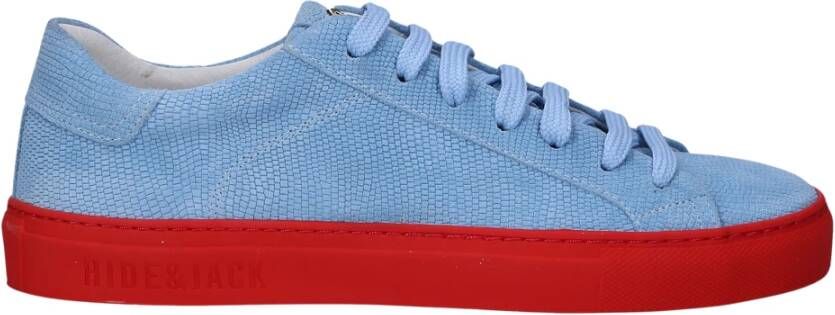 Hide&Jack Lage Sneaker met Reliëf Logo in Lichtblauw Blue Dames