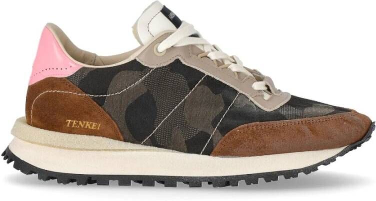 Hidnander Camo Sneaker met Bruin Su?de Bruin Dames