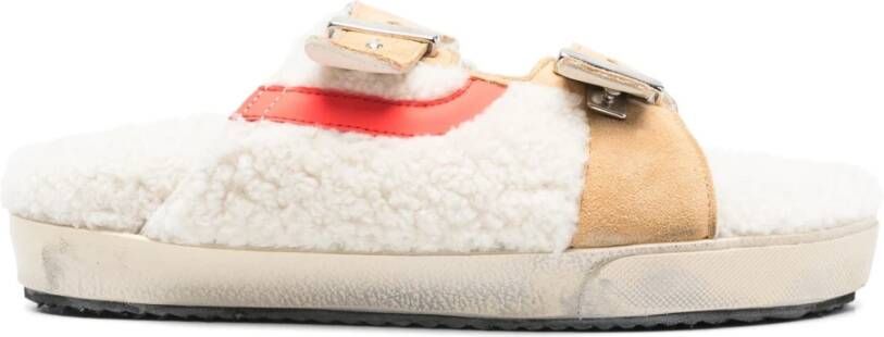 Hidnander Shearling Sandalen Beige Dames