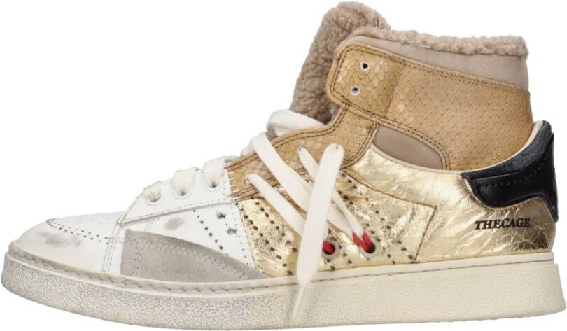 Hidnander Witte Gouden Basketbalschoenen Stripeless Design White Dames