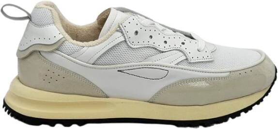 Hidnander Witte Leren Sneaker met Crèmekleurige Zool White Heren