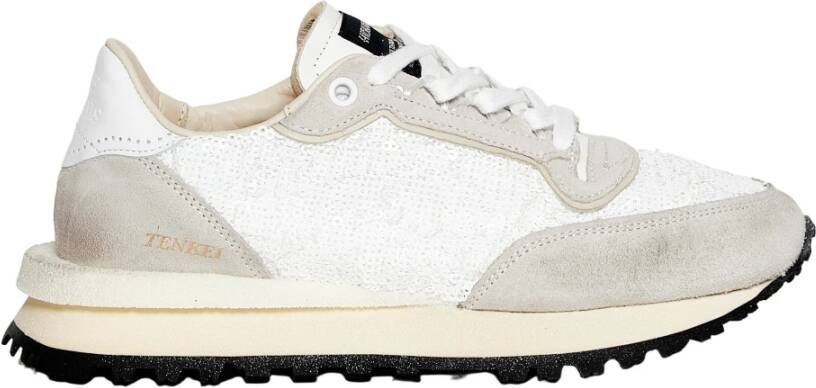 Hidnander Witte Suède en Pailletten Sneakers White Dames