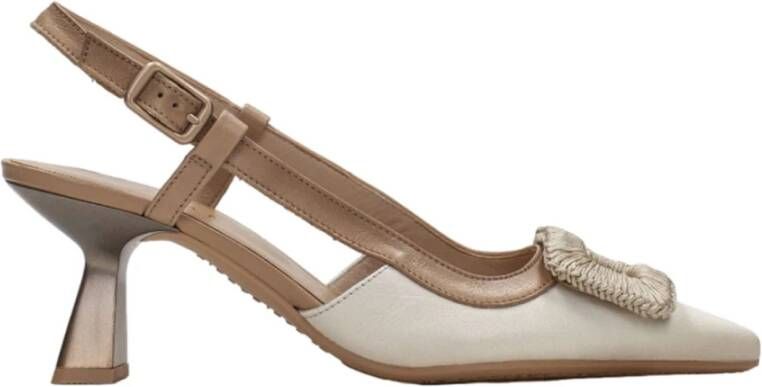 Hispanitas Beige Leren Jurkschoenen voor Vrouwen Beige Dames