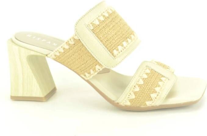 Hispanitas Beige Raffia Muil Sandalen Beige Dames