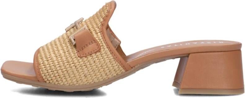 Hispanitas Beige Raffia Sandalen met Hakken Beige Dames