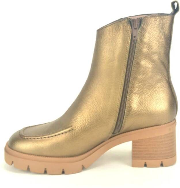 Hispanitas Bronze Botje Stitched Leather Boot Yellow Dames