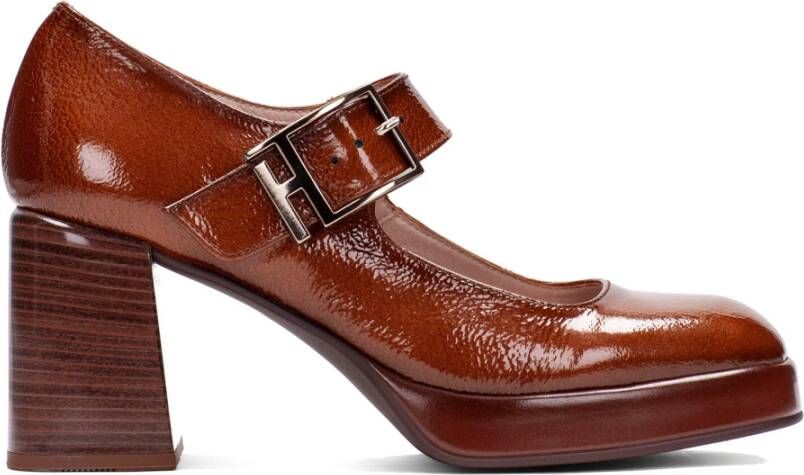 Hispanitas Bruin leren Mary Jane pumps Brown Dames