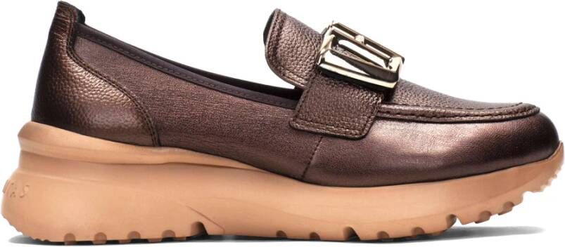 Hispanitas Bruine sport mocassin met kettingdetail Brown Dames