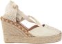 Hispanitas Espadrilles Leer en Stof Zool Rubber Beige Dames - Thumbnail 1