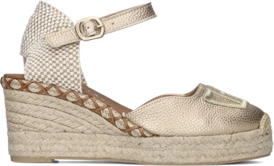 Hispanitas Gouden leren espadrilles met gesp Yellow Dames