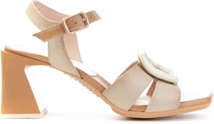 Hispanitas Mallorca Sandaal 70mm Hak Leer Beige Dames