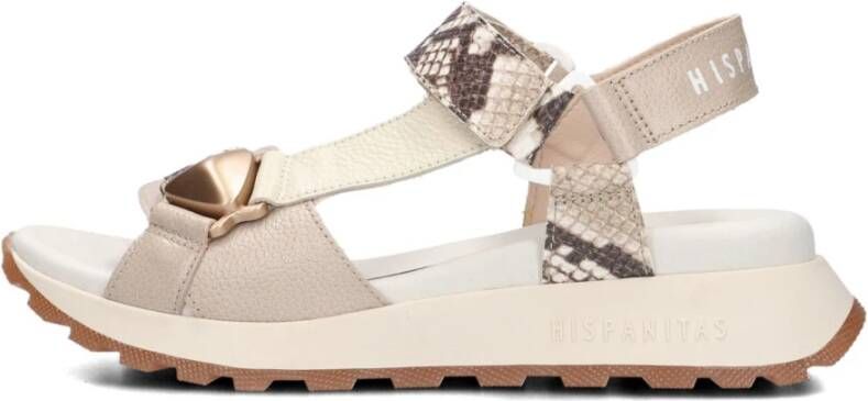 Hispanitas Platte Sandalen Beige Leer Beige Dames