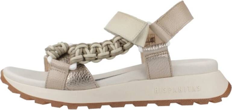 Hispanitas Platte Sandalen met Versiering Beige Dames