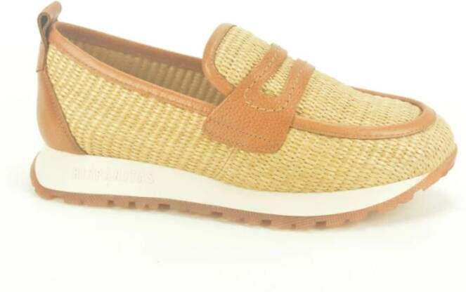 Hispanitas Sportieve Camel Raffia Loafer Brown Dames