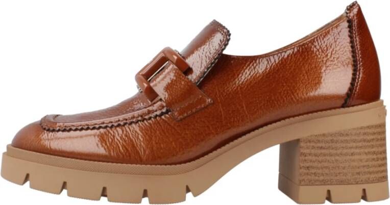 Hispanitas Stijlvolle Loafers met Tacon Hak Brown Dames