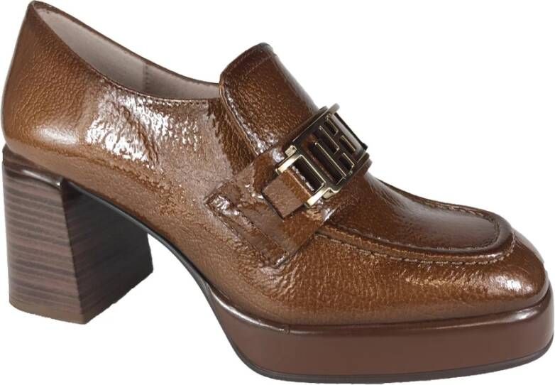 Hispanitas Stijlvolle Mocassin Pumps Brown Dames