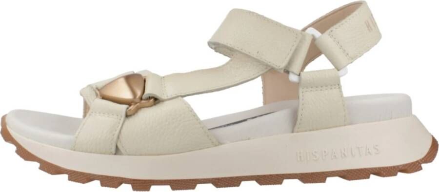 Hispanitas Stijlvolle platte sandalen met versieringen Beige Dames