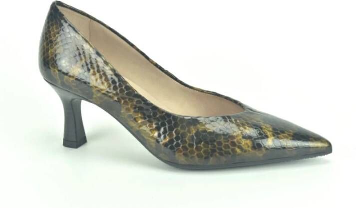 Hispanitas Stijlvolle zwarte en bronzen print pumps Zwart Dames